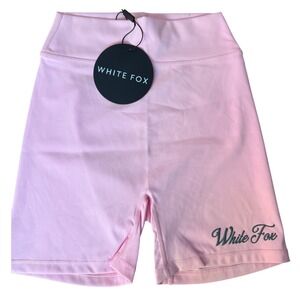 White Fox Boutique Season 7 Bike Shorts Tulle Pink XXS High Waist Logo